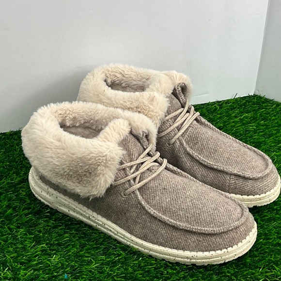 Hey Dude Shoes - Hey Dude Britt Nut Tan Faux Fur Lined Ankle Boots Womens 10‎ 121771600